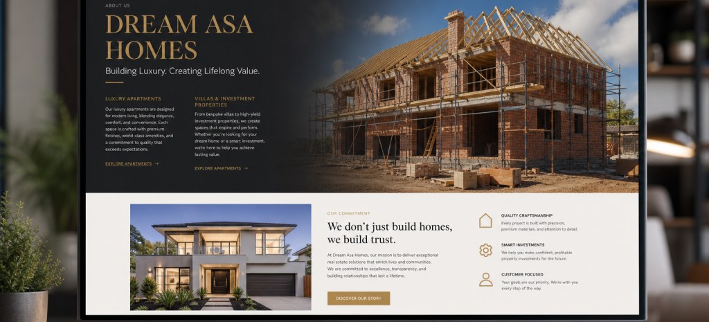 Dream Asa Homes — interface showcase