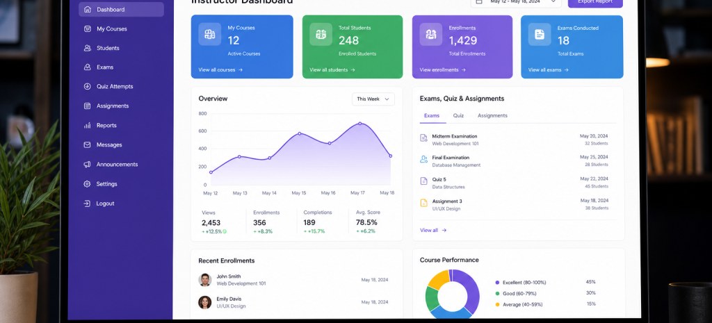 EduStream LMS — interface showcase